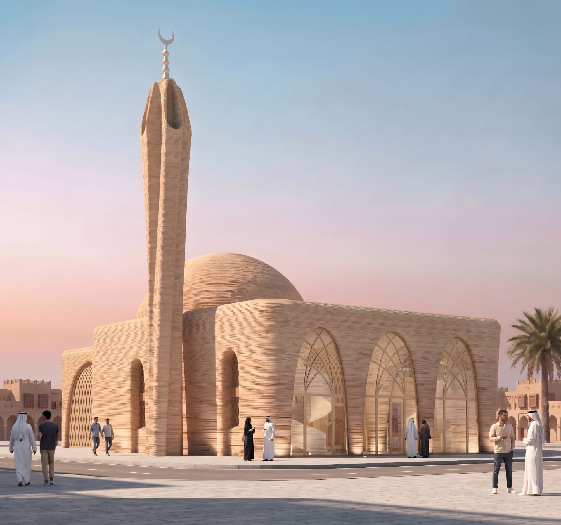 Ingresso principale moschea stampata 3D Kuwait