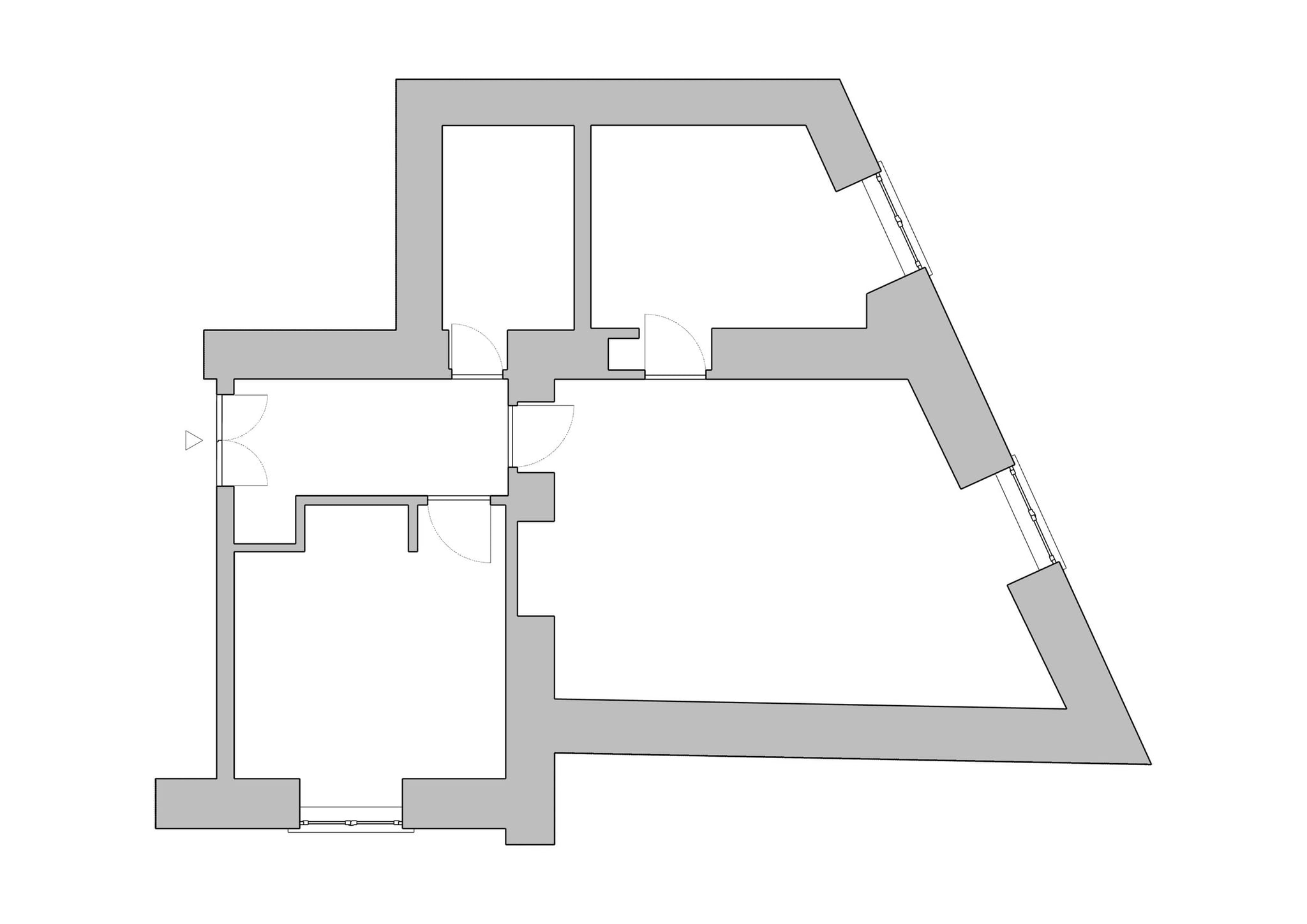 Floor plan showing the previous state of Casa FR in Chiaia