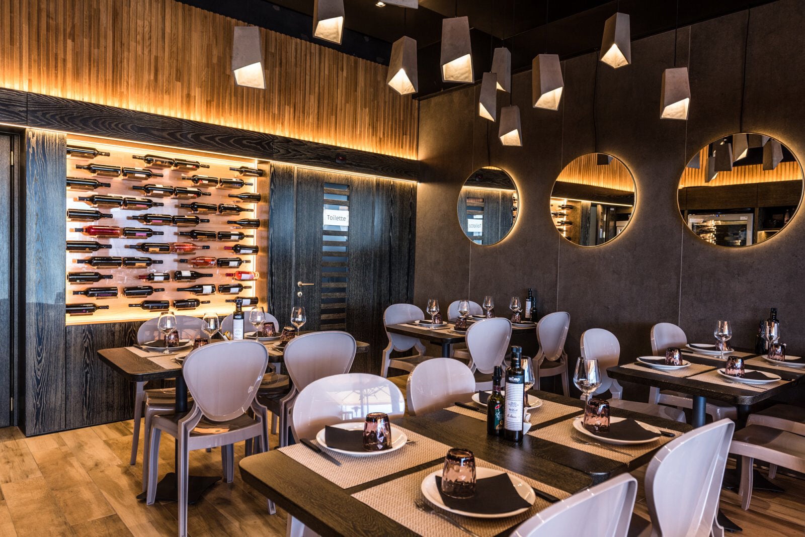 A table set in the Rosmely Steak Room