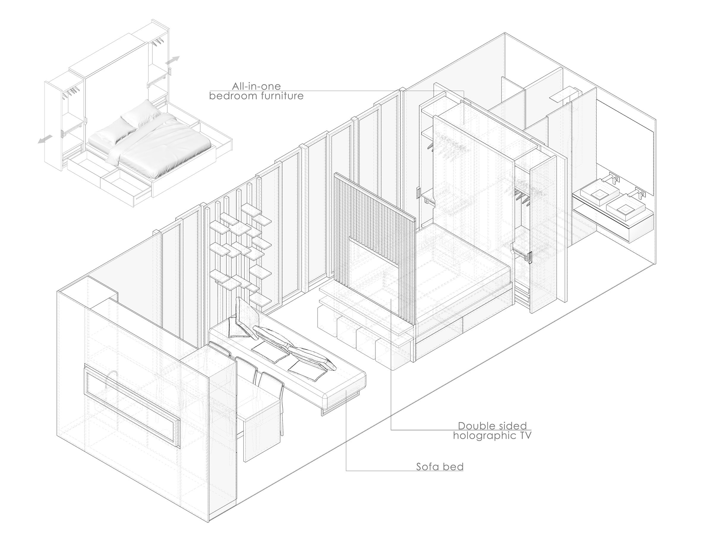 Axonometric view of Unit 27 construction system